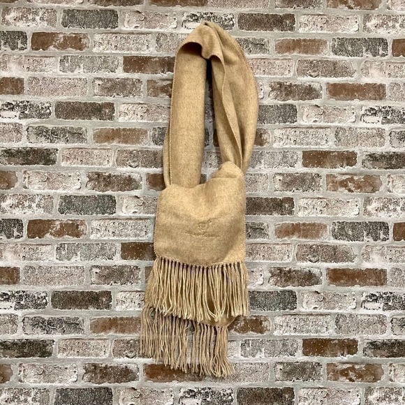 Alpaca Caamargo Beige Wool Scarf with‎ Fringe Trim - extra soft!79" x 9" - Picture 1 of 8